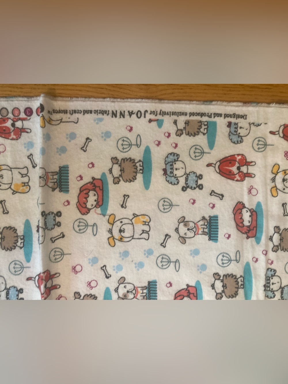 Flannel fabric with dog prints